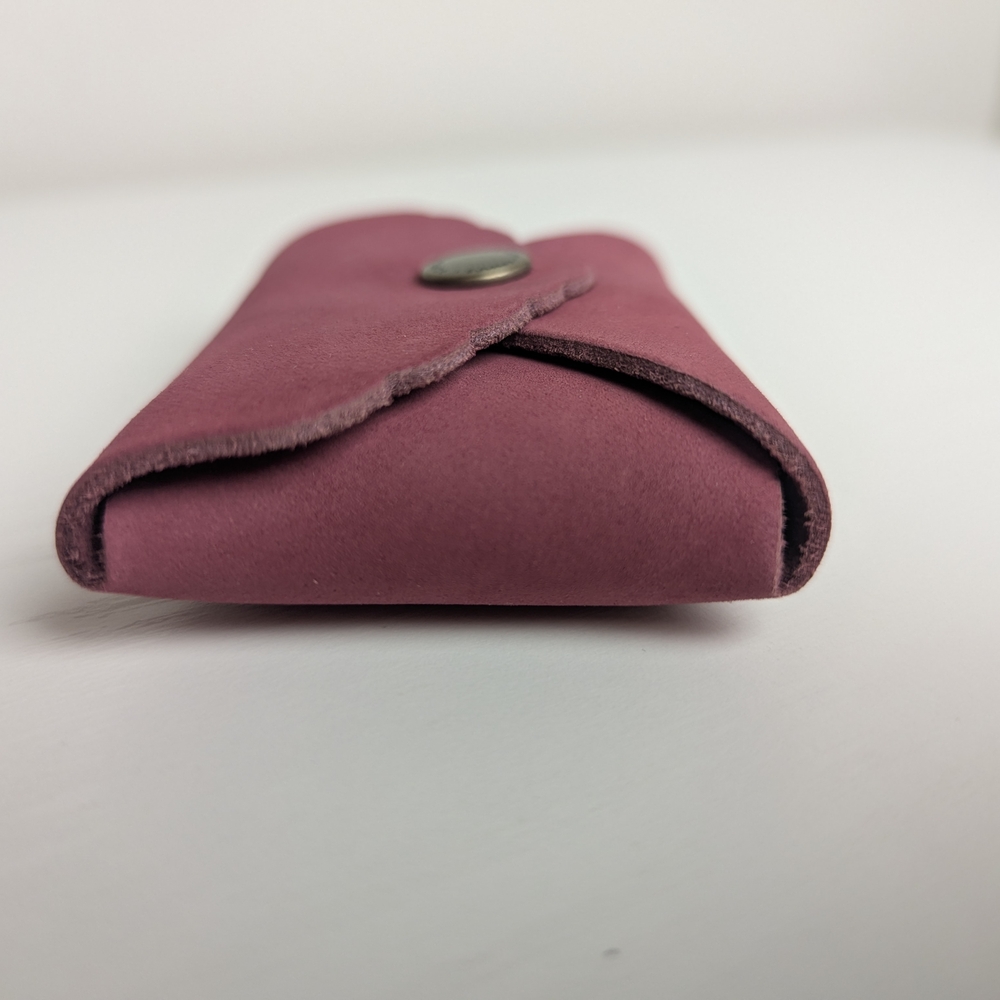 Portland Leather Pink Scalloped Suede Card Wallet - Picture 5 of 13